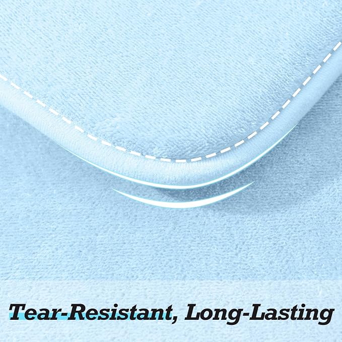 HUXMEYSON Bathroom Rugs Sets 3 Piece, Non-Slip & Quick Dry Bath Mat Set, Ultra Soft Velvet Bath Rugs for Bathroom, Toilet and Shower Floor, Light Blue