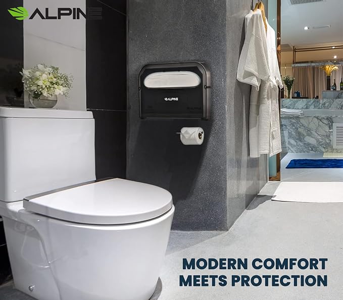 Alpine Toilet Seat Cover Dispenser - 2 Pack Wall Mount Disposable Toilet Seat Cover Holder for Commercial and Residential Use, Half Fold.