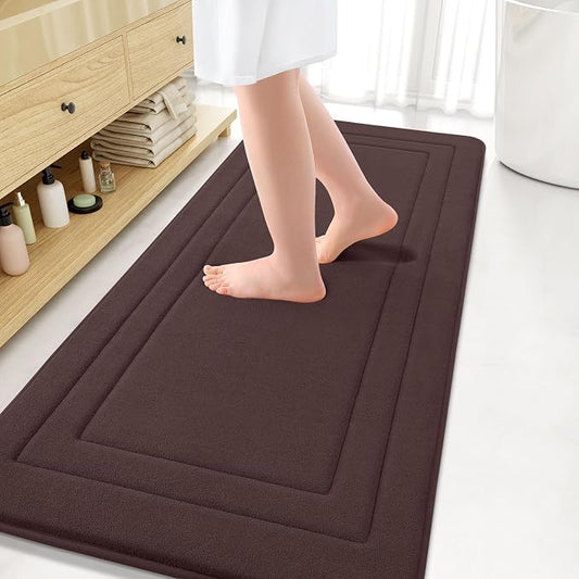 Arotive Memory Foam Bathroom Rug Mat 59x24, Ultra Soft and Absorbent Bath Mat, Machine Wash Dry, Comfortable Bath Rug Carpet for Bathroom Floor, Tub and Shower, Brown