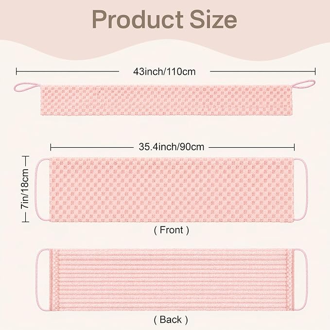 Dual-Textured Exfoliating Washcloth Towel - Back Scrubber for Use in Shower Bath, Exfoliating Body Scrubber Exfoliator, Japanese Exfoliate Loofah Lufa Sponge Wash Cloth for Women Men
