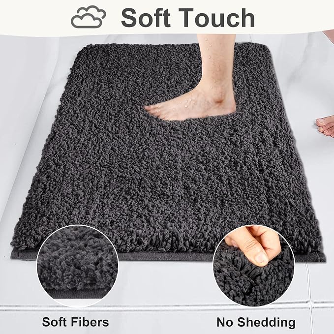 Bathroom Rugs Sets 2 Piece Non Slip Washable Bath Mat Set | Soft Absorbent bathroom mat set Microfiber bathroom floor mat Rubber Backed bath rug set for Floor, Tub and Shower