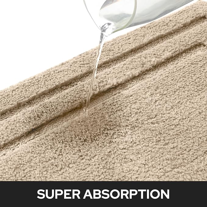 HOMEIDEAS Bathroom Rugs Sets 2 Piece, Super Soft and Absorbent Non Slip Microfiber Machine Washable Bath Mat Set (20" x 32" + 16" x 24", Beige) | Ultra Absorbent, Microfiber Machine Washable Bath Rug Set, for Bathroom, Tub, Shower 20" x 32" + 16" x 24"