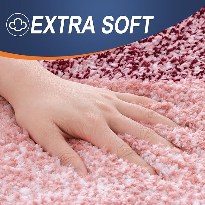 OLANLY Bathroom Runner Rug 70x24, Extra Soft Absorbent Microfiber Bath Rugs | Red, Non-Slip Quick-Drying Rubber Backing, Machine Washable Long Bath Mat for Floor, Tub and Shower, Home Decor Accessories