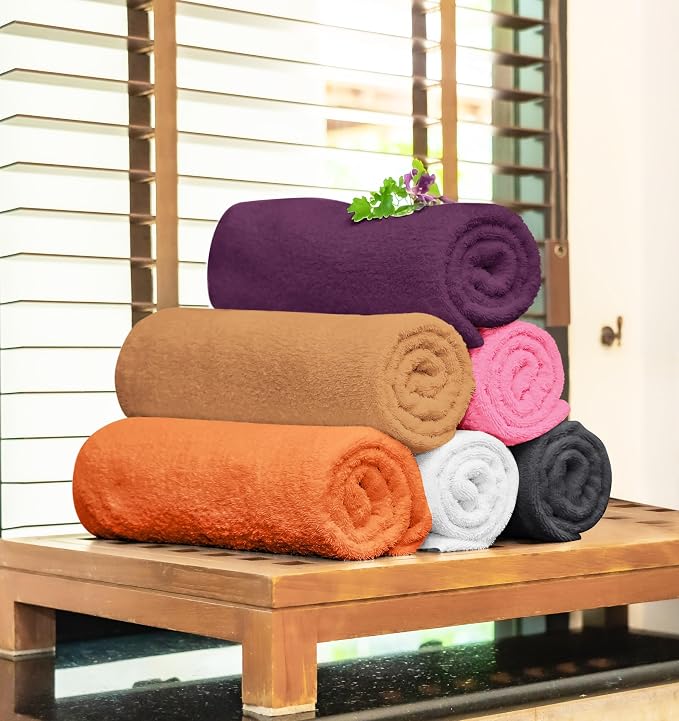 Towel and Linen Mart 100% Cotton 12 Pack Bath Towel Set, Quick Dry, Super Absorbent, Light Weight, Soft, (27 x 54 Pack of 6) (27 x 54 12 Pack, Plum, Pink, Beige, Grey, White, Peach)