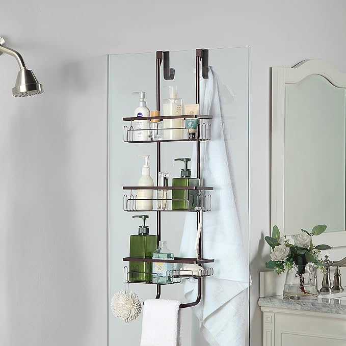 SunnyPoint Classic Metal Bathroom Shower Caddy, Over Door Hanging Storage Organizer Basket