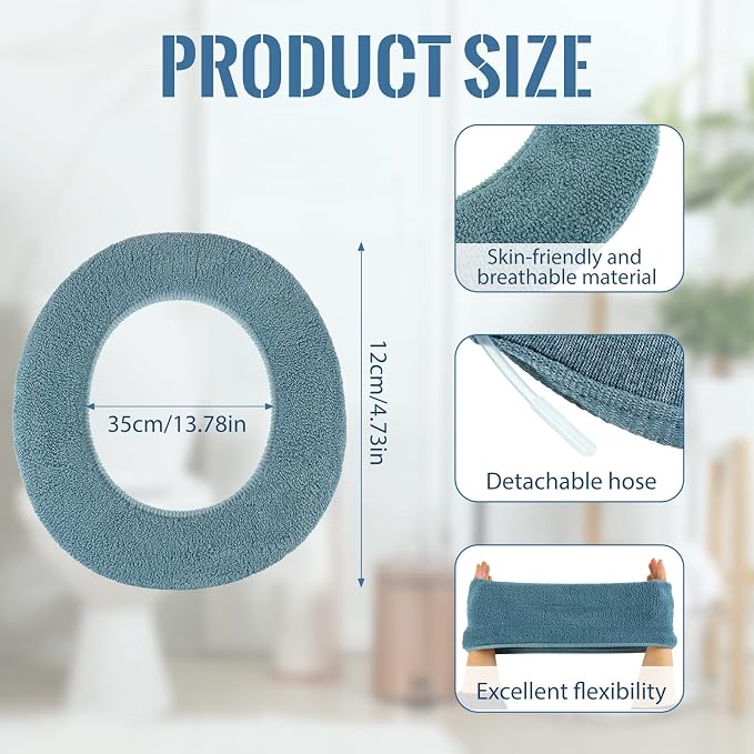 Kingdder 8 Pcs Toilet Seat Cover Washable for Bathroom Elongated Toilet Seat Cushion Pads Soft Stretchable Toilet Seat Warmer Thicker Easy Installation Commode Seat Cover Decors, 8 Colors(Flat)