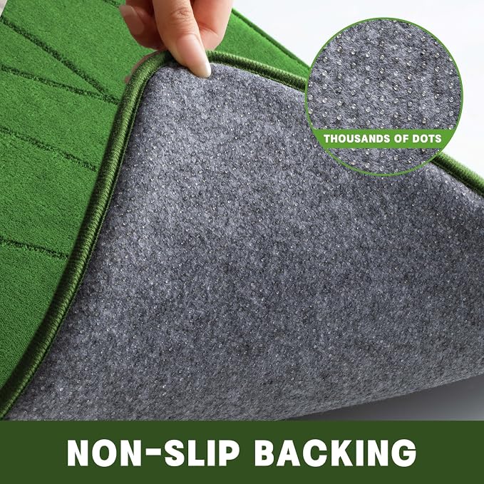 Bathroom Rugs Set 3 Piece, Memory Foam Bath Mat Green | Ultra Soft, Absorbent, Non-Slip, Machine Washable, for Bathroom, Sink and Toilet
