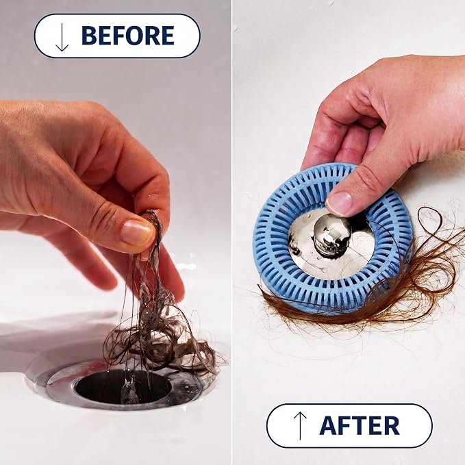 TubRing Pop-Up Drain Protector & Strainer Silicone Hair Catcher, Aqua | Easy snap-in design fits around bathtub stoppers. Customizable utility guard for clog prevention. Fits 1.85"- 2.16" drains.