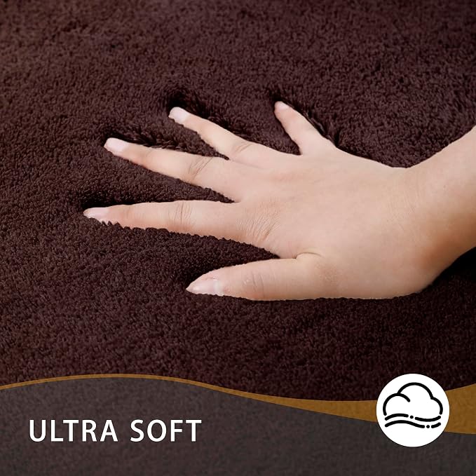 MINIDEAR Bathroom Rugs 32x20 Dark Brown - Thick Memory Foam Bath Mat, Ultra Soft & Plush Fluffy, Non-Slip, Quick Dry, Absorbent Washable Floor Microfiber Mat for Tub, Home Decor Accessories
