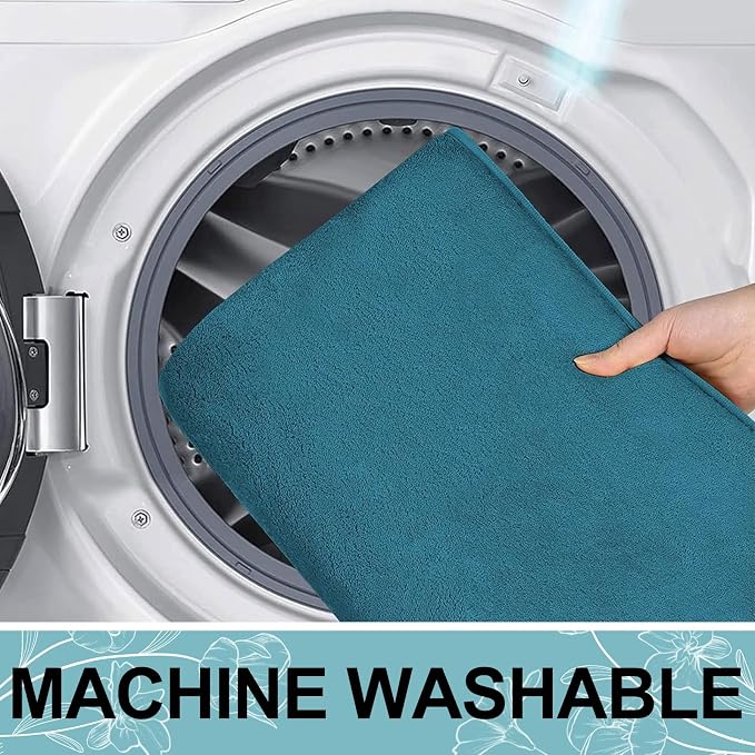 Smiry Memory Foam Bath Mat 70x24, Extra Soft and Absorbent Bathroom Rugs | Peacock Blue, Quick Dry Machine Washable Non-Slip Bath Mat for Bathroom Floor, Shower and Tub