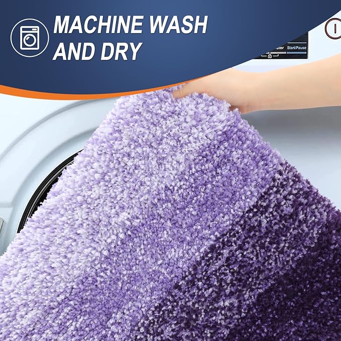 OLANLY Bathroom Runner Rug 54x24, Extra Soft Absorbent Microfiber Bath Rugs | Violet, Non-Slip Quick-Drying Rubber Backing, Washable Long Bath Mat for Floor, Tub and Shower, Home Decor