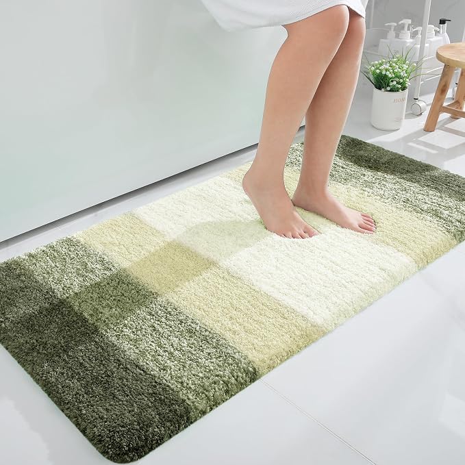 OLANLY Large Bathroom Rugs 50x30, Extra Soft Absorbent Microfiber Bath Rugs | Dark Green, Non-Slip Quick-Drying Rubber Backing, Washable Plush Bath Mat for Floor, Tub and Shower, Home Decor Accessories
