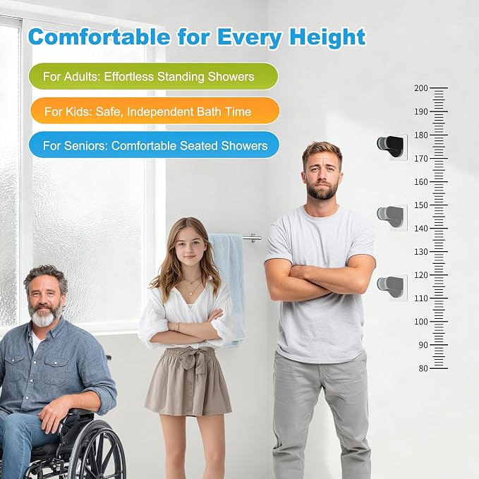 Hibbent Showerhead Holder, Strong Adhesive and Waterproof Handheld Shower Holder and Bracket, Height Adjustable Shower Wand Holder, Wall Mount, No Drilling, Oil Rubbed Bronze