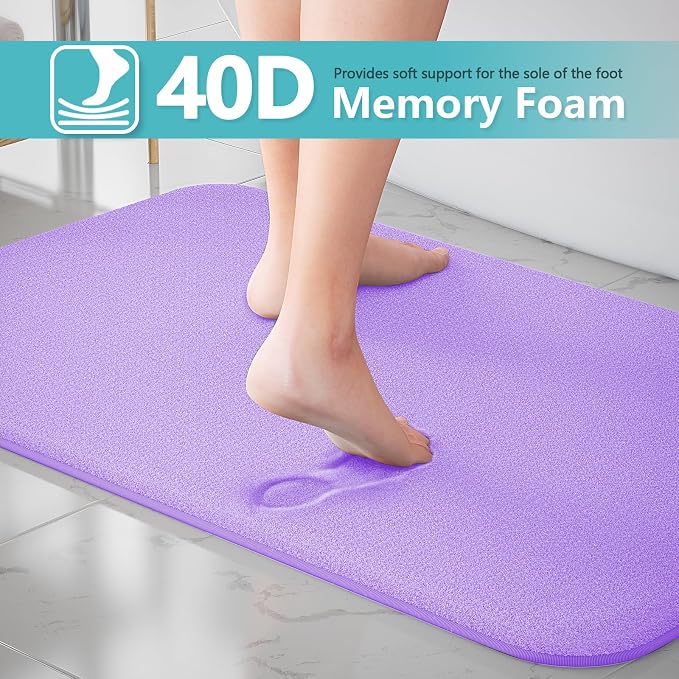 RUN HELIX Bathroom Rugs Sets 3 Piece, Soft Absorbent Memory Foam Bath Mats Set, Dry Fast Bath Mat, Machine Washable Bath Rug Set for Bathroom （Lilac）