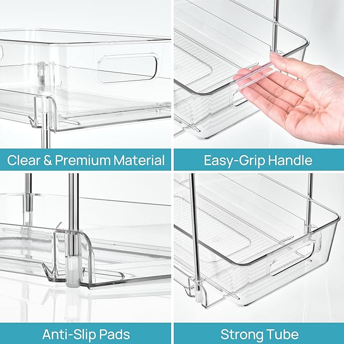 Vtopmart 4 Pack Higher Bathroom Under Sink Plastic Pull-Out Organizer (S-Higher)