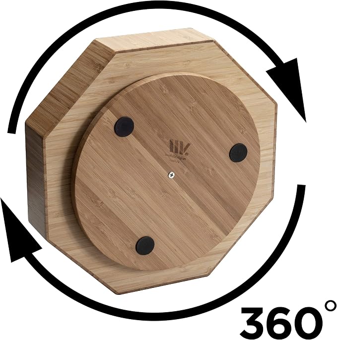 Bamboo 360 Rotating Bathroom Toiletry & Cosmetic Spinning Tray for Countertops and Vanity with Lazy Susan Turntable, 10” Diameter with 2” Ledge