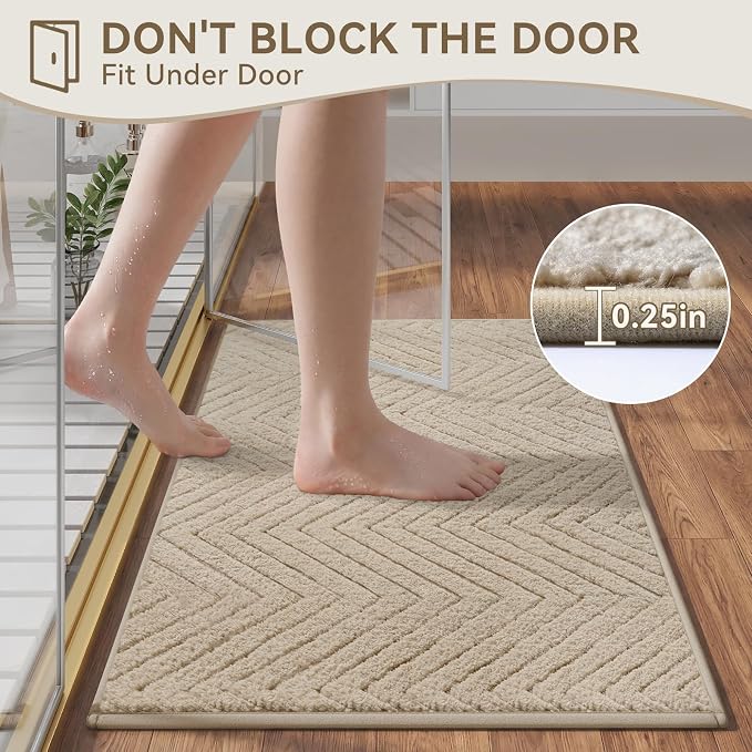 Bathroom Rugs Thin Non Slip Bath Mat for Bathroom Browm 20"x32" | Quick Dry Absorbent Washable Rubber Backing Bath Rug Shower Mat Bathroom Floor Mat For Sink Bathtub Beside Shower Entrance