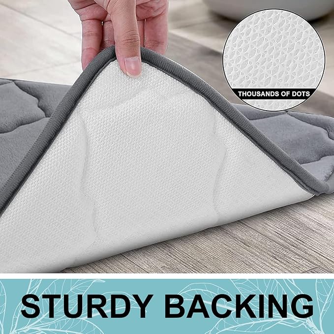 OLANLY Memory Foam Bath Mat Rug 59x34, Ultra Soft Bathroom Rugs, Dark Grey | Thick Absorbent Carpet, Non-Slip Backing, Machine Washable, for Bathroom Floor, Tub, Shower and Home Decor Accessories