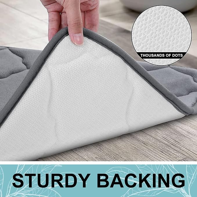OLANLY Memory Foam Bath Mat Rug 47x17, Ultra Soft and Absorbent Bathroom Rugs, Non-Slip, Comfortable, Machine Washable Bath Carpet for Bathroom Floor, Tub, Shower and Home Decor Accessories, Dark Grey | Thick Absorbent Carpet, Non-Slip Backing, Machine...
