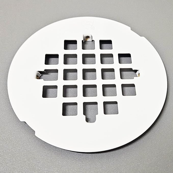 Westbrass 4-1/4" OD Casper Brass Snap-In Shower Strainer Grid, Powder Coat White, D319-50