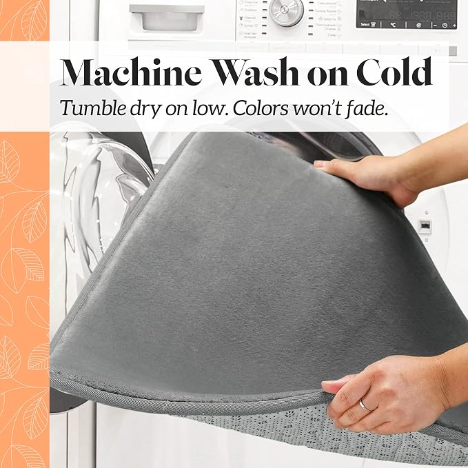 Memory Foam Bath Mat Non Slip Absorbent Super Cozy Velvet Bathroom Rug Carpet (60 inches X 24 inches, Grey)
