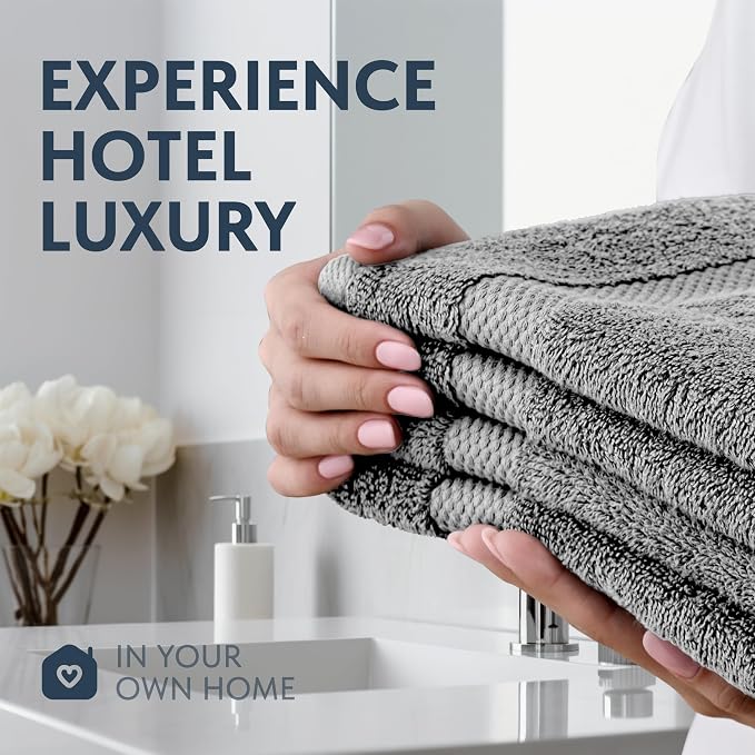 White Classic Luxury Dolphin Gray Hand Towels - Soft 100% Turkish Cotton | Highly Absorbent Hotel spa Bathroom Towel Collection | 16x30 Inch | Set of 6