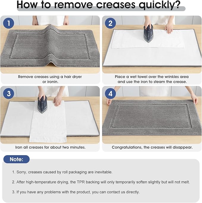 IM HOME Bathroom Rugs 36"x24", Ultra Soft Thick Plush Fluffy Microfiber Absorbent Bath Mat, Non-Slip Backing, Machine Washable Bath Mats for Bathroom Floor, Tub and Shower, Charcoal Gray