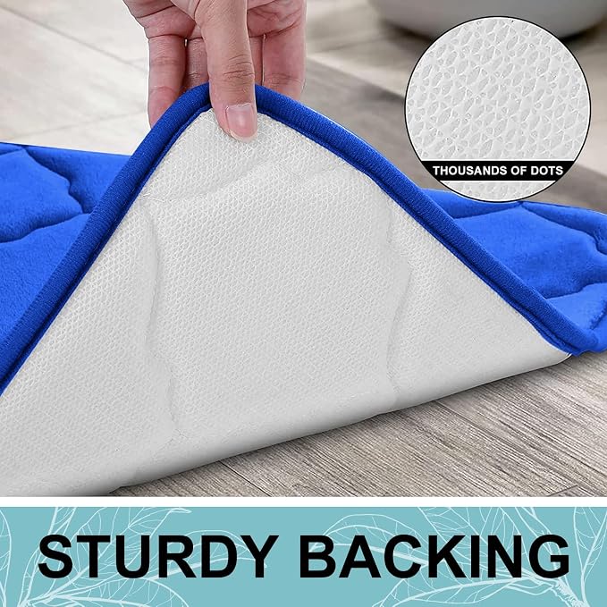 OLANLY Memory Foam Bath Mat Rug 59x34, Ultra Soft Bathroom Rugs, Royal Blue | Thick Absorbent Carpet, Non-Slip Backing, Machine Washable, for Bathroom Floor, Tub, Shower and Home Decor Accessories