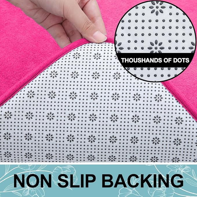 Smiry Memory Foam Bath Mat 24x16, Extra Soft and Absorbent Bathroom Rugs | Deep Pink, Quick Dry Machine Washable Non-Slip Bath Mat for Bathroom Floor, Shower and Tub