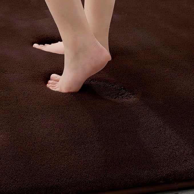 MINIDEAR Bathroom Rugs 36x24 Dark Brown - Thick Memory Foam Bath Mat, Ultra Soft & Plush Fluffy, Non-Slip, Quick Dry, Absorbent Washable Floor Microfiber Mat for Tub, Home Decor Accessories