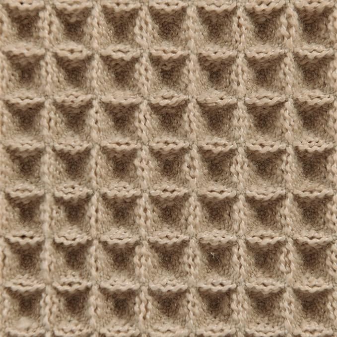 JIUZHEN Set of 2 Waffle Bathroom Rugs Boho Bath Mats 16"x24"+24"x36" Brown | Non Slip, Super Absorbent, Washable, Ultra Soft, Fast Drying Waffle Bathroom Rugs for Bathroom Floor, Tub, Shower