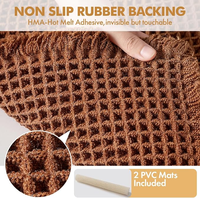MIULEE Fall Terracotta Set of 2 Waffle Bathroom Rugs 17"x24"+18"x30" | Non Slip, Super Absorbent, Washable, Ultra Soft, Rubber Backed, Small Boho Bath Rugs for Bathroom Floor Tub Shower