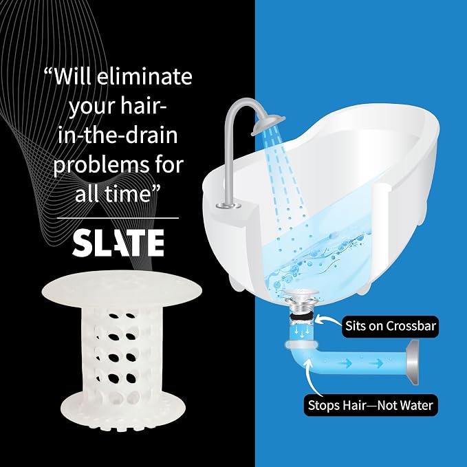 TubShroom Bathtub Drain Hair Catcher – In-Drain Tub Strainer & Clog Prevention Protector, Fits Standard 1.4”–1.75” Tub Drains, Easy Clean, Captures Human & Pet Hair out of Sight (Clear)