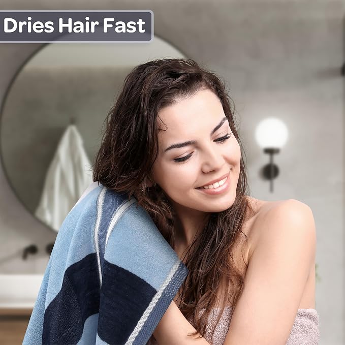 Lavish Home Bathroom Towels Set, Bathroom Accessories, Navy, Set of 6 | Includes 2 Bath Sheets, 2 Hand Towels, and 2 Wash Cloths, Soft 525 GSM 100% Cotton Set for Shower, Gym, Dorm, and Spa