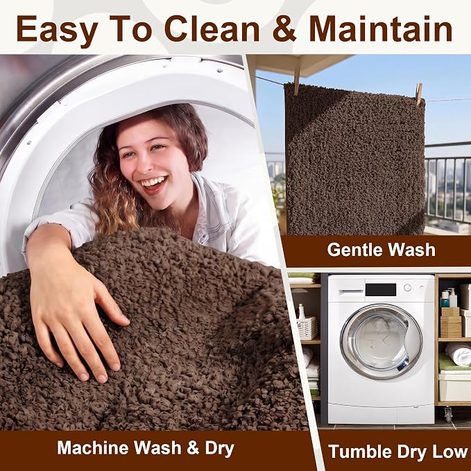 Bathroom Rugs Sets 2 Piece Non Slip Washable Bath Mat Set | Microfiber bath rug set with toilet mats for bathroom , Soft Absorbent toilet rug set TPR Rubber Backed bathroom floor mat
