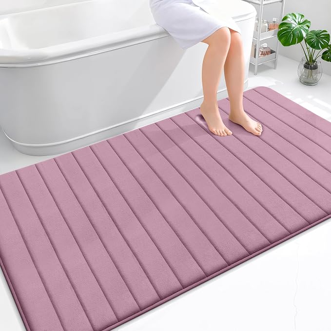 OLANLY Memory Foam Large Bath Mat 70x46, Super Soft Absorbent Bathroom Rugs | Deep Plum, Quick Dry Bath Rug, Machine Washable Shower Floor Mats, Bathmat Carpet for Bathroom Floor, Tub and Shower