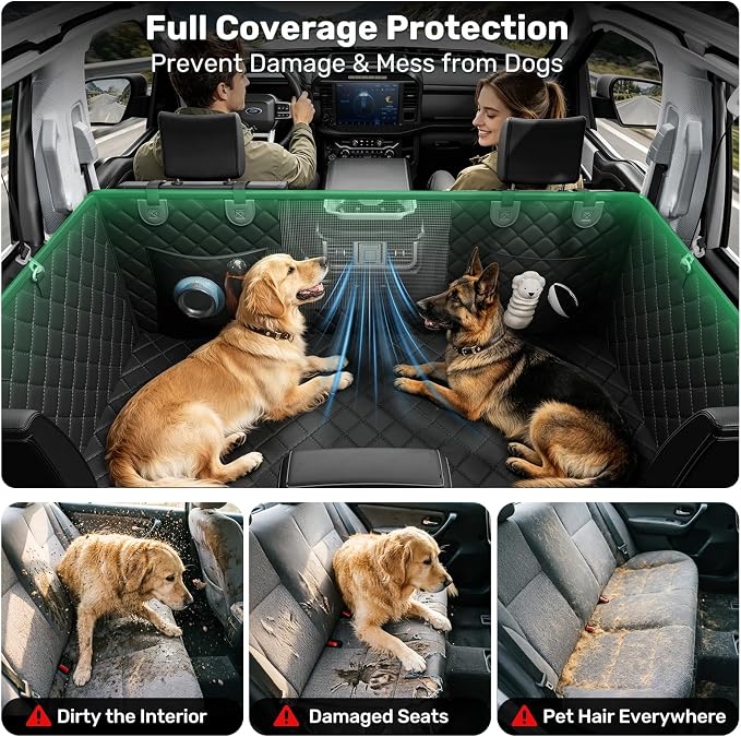 Zanch Large Dog car seat Cover, Hard Bottom Back seat Extender, L | 450 lb Hard Bottom Support, Back Seat Extender, Waterproof, Scratchproof, Fits Cars, SUVs & Trucks, For Multiple Large Dogs