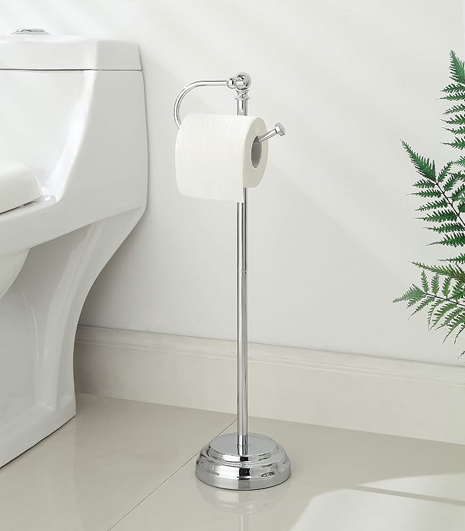 SunnyPoint Classic Bathroom Free Standing Toilet Tissue Paper Roll Holder Stand