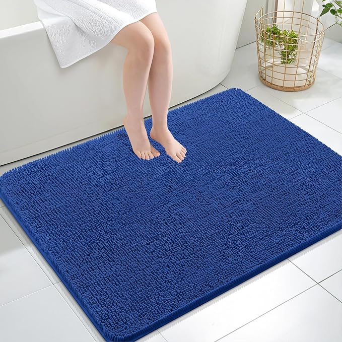OLANLY Large Bathroom Rugs 40x32, Extra Soft Absorbent Chenille Bath Rugs | Royal Blue, Quick-Drying Rubber Backing, Machine Washable Bath Mat for Bathroom Floor, Tub and Shower, Home Decor Accessories