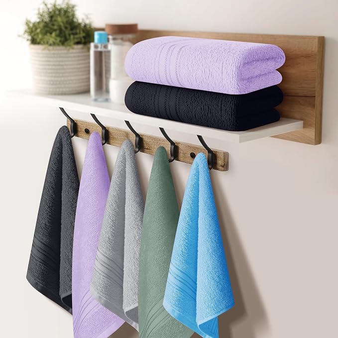 BOUTIQUO Ultra Soft Cotton Washcloths, Contains 12 Piece Face Cloths 12x12 inch, Ideal for Everyday use Face Towels, Compact & Lightweight Multi Purpose Washcloths - Multi Color