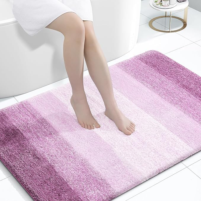 OLANLY Large Bathroom Rugs 44x32, Extra Soft Absorbent Microfiber Bath Rugs | Pinkish-Purple, Non-Slip Quick-Drying Rubber Backing, Washable Bath Mat for Floor, Tub and Shower, Home Decor Accessories