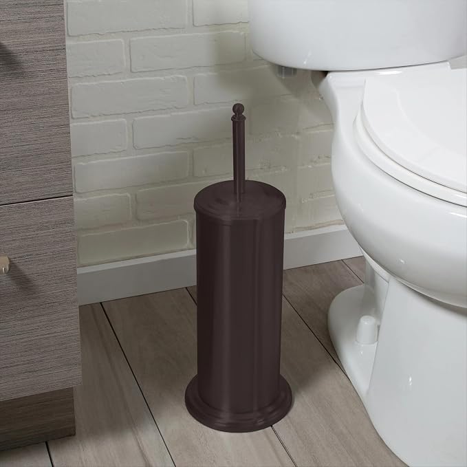 Toilet Plunger with Covered Canister, Oil-Stained Bronze Finish | Keeps a toilet plunger contained and accessible in home or business bathrooms with a covered decorative canister.