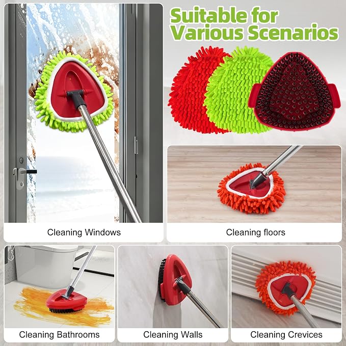 6 Pack Mop Heads Replacements for Ocedar, Replace Head for o Cedar Easywring 1 Tank, Spin Mop Replacement Head, 1 Pack Scrubber Head and 1 Mop Base