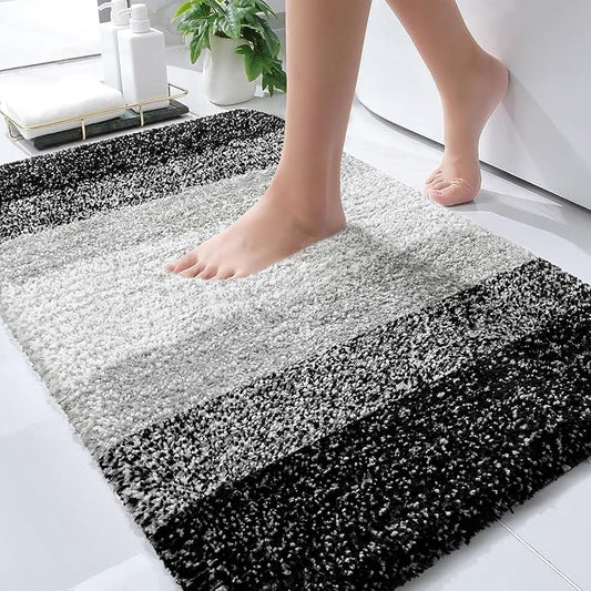 OLANLY Bathroom Rugs Mat 34x21, Extra Soft Absorbent Microfiber Bath Rugs | Black, Non-Slip Quick-Drying Rubber Backing, Washable Plush Bath Mat for Floor, Tub and Shower, Home Decor Accessories