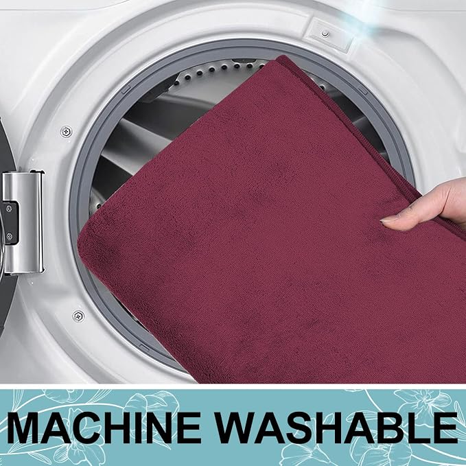 Smiry Memory Foam Bath Mat 47x17, Extra Soft and Absorbent Bathroom Rugs | Burgundy, Quick Dry Machine Washable Non-Slip Bath Mat for Bathroom Floor, Shower and Tub