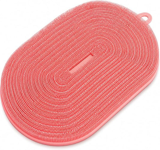 21.3" Silicone Foot & Back Scrubber Mat, Non-Slip Suction Cups Pink | Strong Suction Cups, Non-Slip,Large, Silicone, Easy-Clean, Hangable