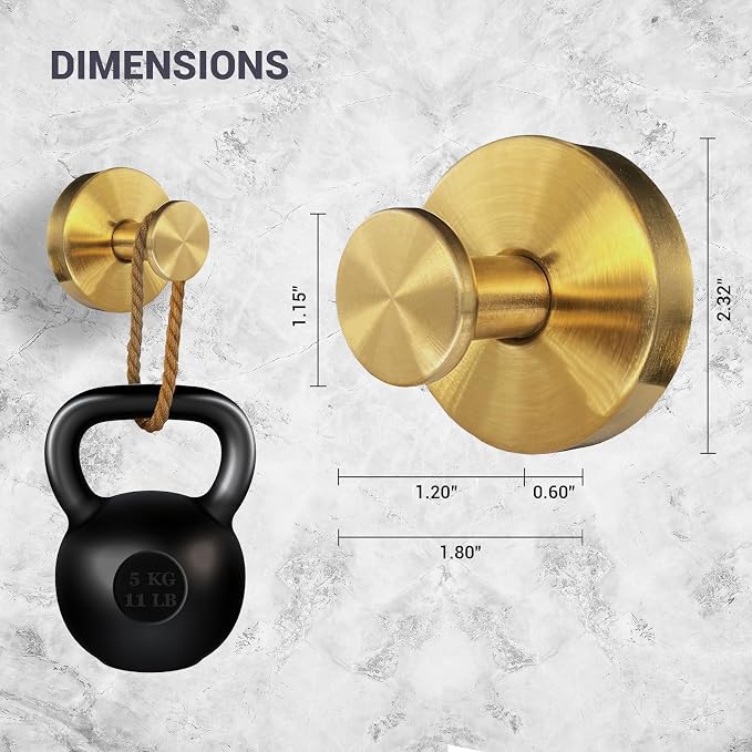 Suction Cup Hooks for Shower - 4 Pack, Gold - Stainless Steel, Strong Suction, No Drill, Removable Hanger, Tile Bathroom Kitchen Wall, Glass Door, Mirror Hook Hanging Robe, Towel Holder