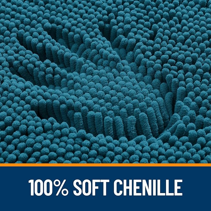 OLANLY Small Bathroom Rugs 30x18, Extra Soft Absorbent Chenille Bath Rugs | Peacock Blue, Quick-Drying Rubber Backing, Washable Bath Mat for Bathroom Floor, Tub and Shower, Home Decor Accessories