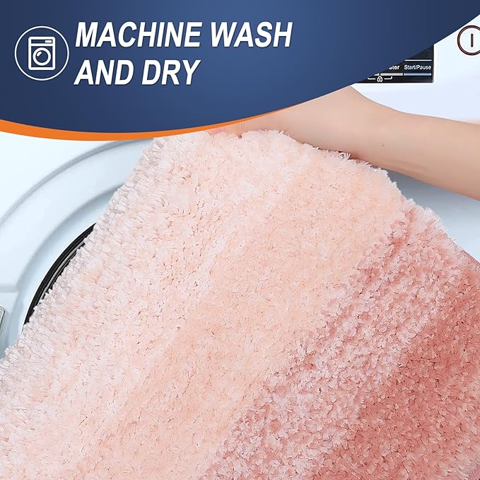 OLANLY Small Bathroom Rugs 28x18, Extra Soft Absorbent Microfiber Bath Rugs | Peach, Non-Slip Quick-Drying Rubber Backing, Washable Plush Bath Mat for Floor, Tub and Shower, Home Decor Accessories