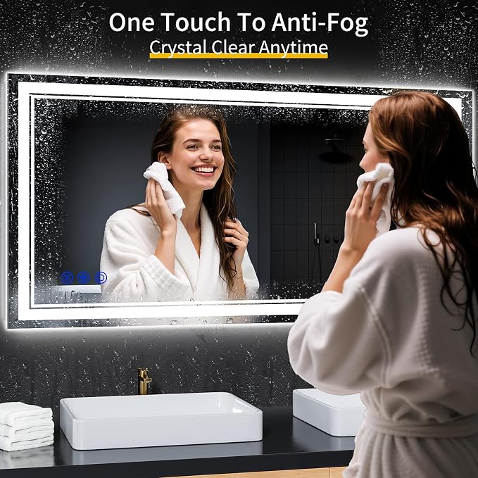 48"x24" LED Bathroom Mirror with Lights,Anti-Fog,3 Color Modes